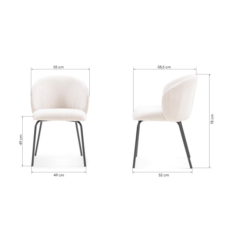 Scaun de dining Larisa, bej deschis/picioare negre