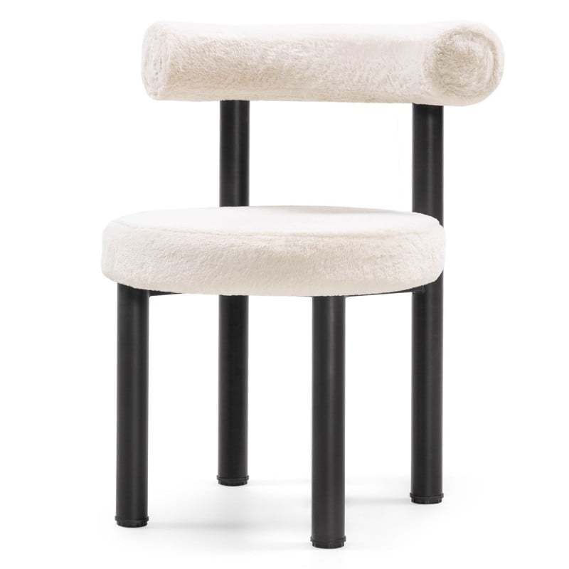 Scaun de dining Pedro, ecru/picioare negre