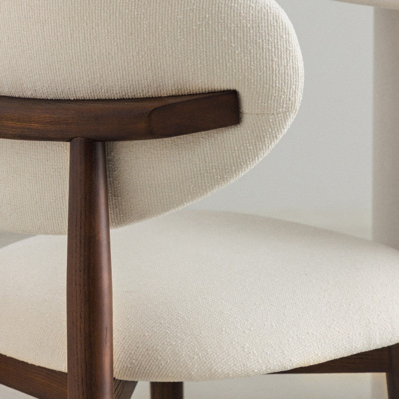 Scaun de dining Senya, ecru/nuc