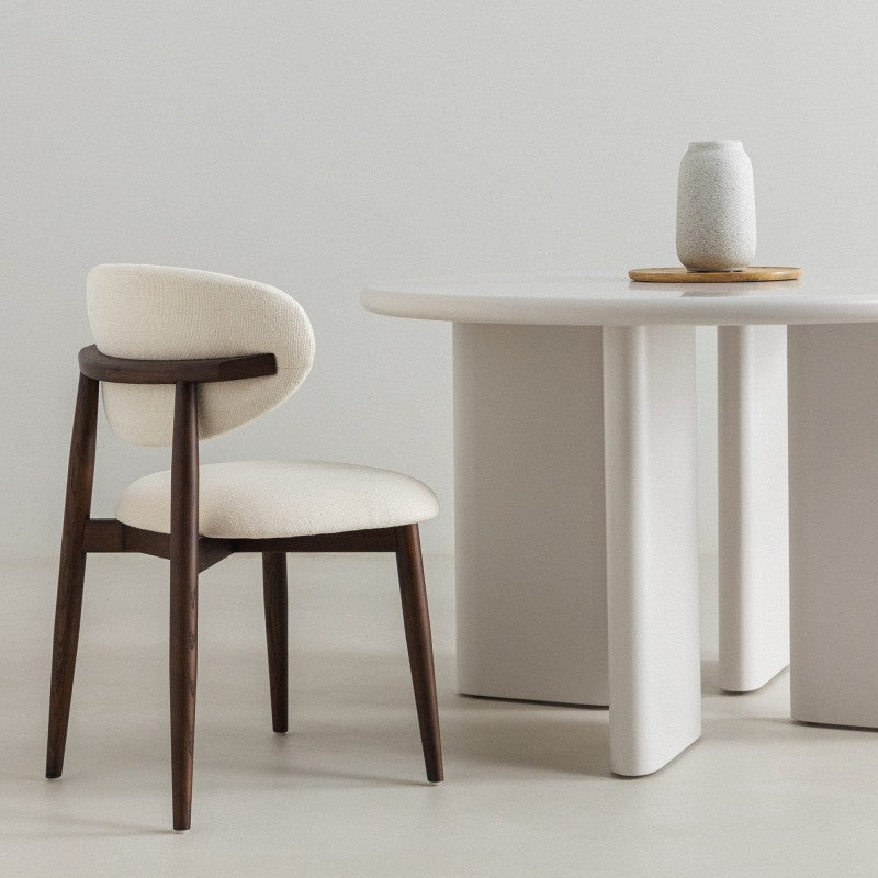 Scaun de dining Senya, ecru/nuc