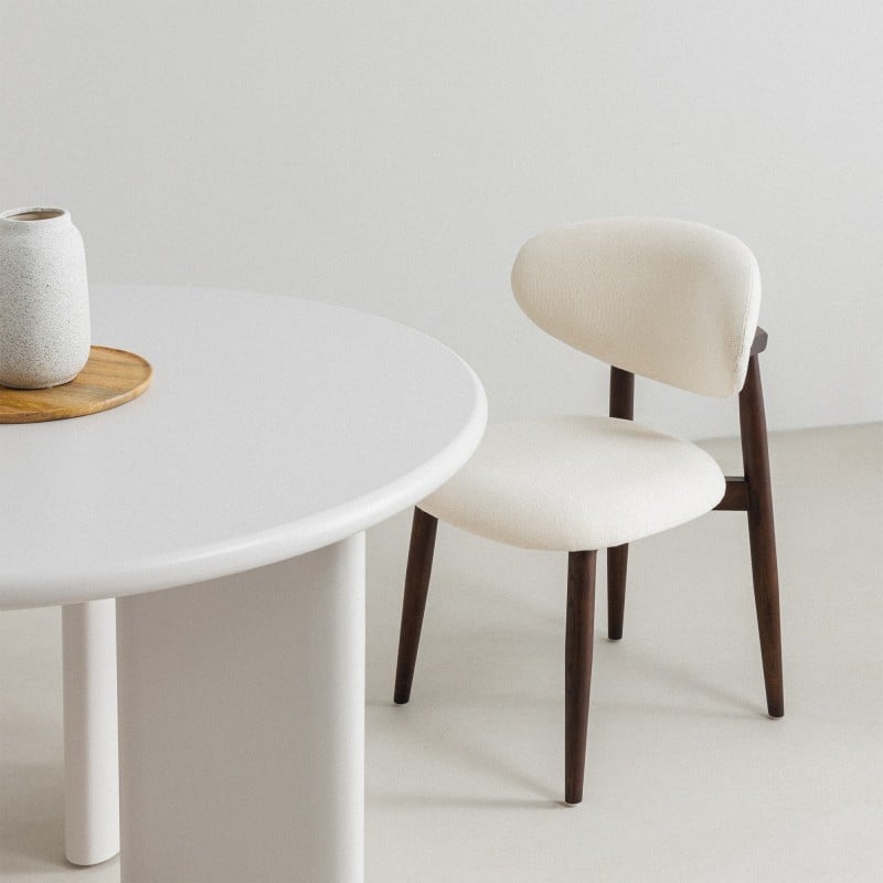 Scaun de dining Senya, ecru/nuc