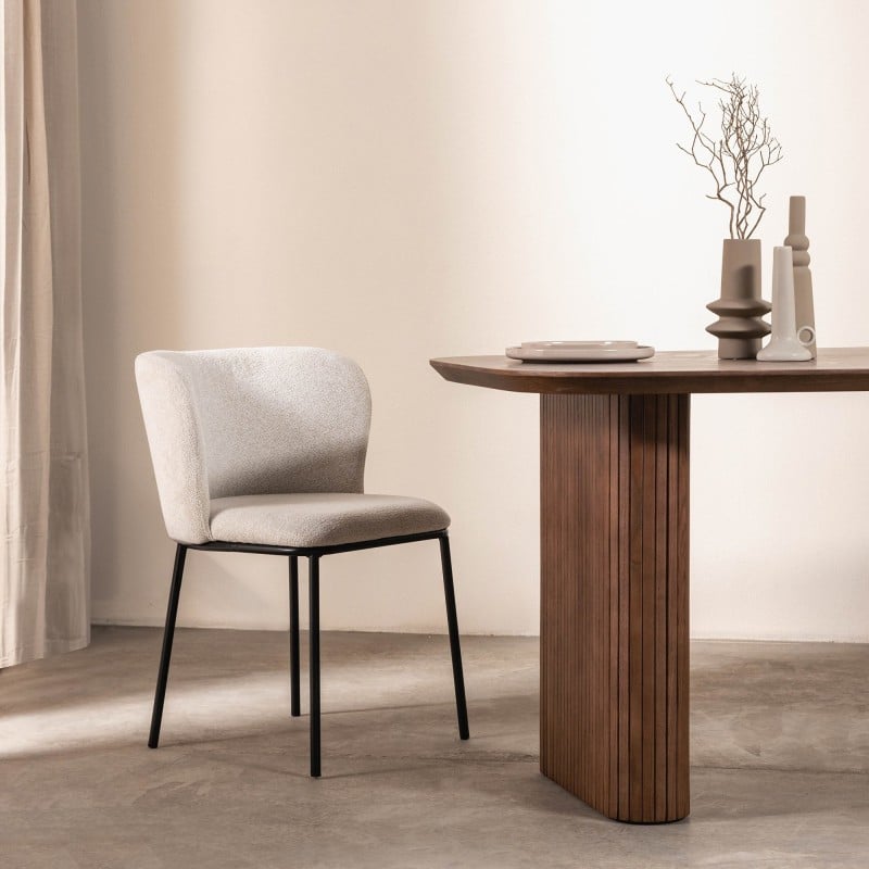 Scaun de dining Yasmin, ecru/picioare negre