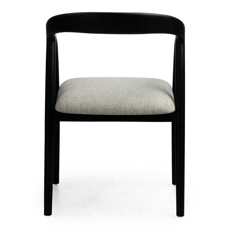 Scaun din lemn Sande, rotunjit, negru/bej deschis, lemn de tec