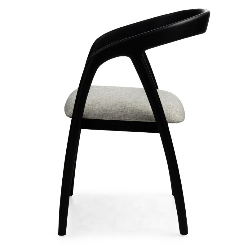 Scaun din lemn Sande, rotunjit, negru/bej deschis, lemn de tec