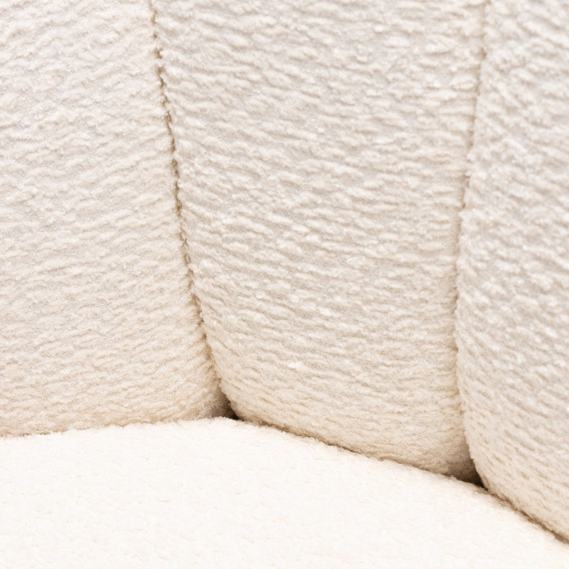 Scaun rotativ Casablanca, alb, picioare negre, bouclé