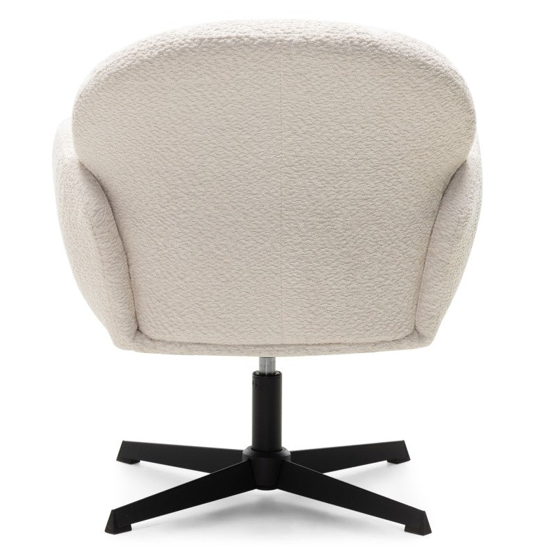 Scaun rotativ Casablanca, alb, picioare negre, bouclé