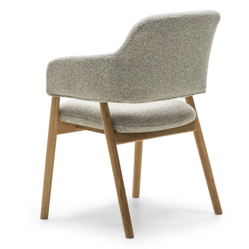 Scaun tapițat Sanremo, gri deschis, bouclé/stejar