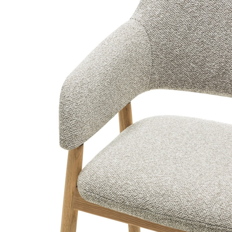Scaun tapițat Sanremo, gri deschis, bouclé/stejar