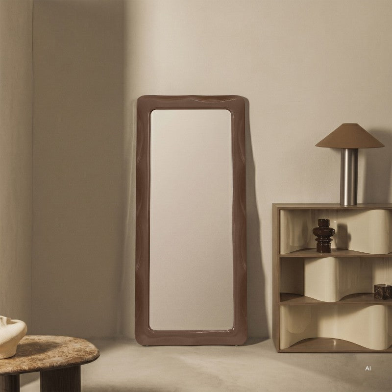 Oglindă Noelle, dreptunghiulară, 180x80 cm, maro deschis/mocha, lucioasă