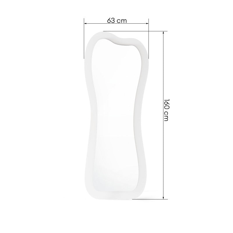 Oglindă de podea Cella, cu iluminare LED, 63x160 cm, formă neregulată, albă