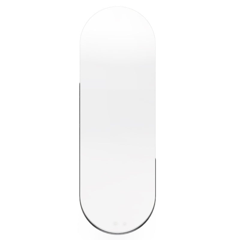 Oglindă de perete Brio, cu ramă neagră, 40x105 cm, iluminare LED ovală, metal