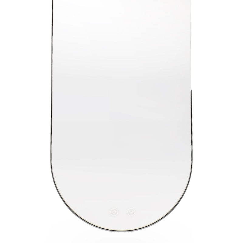 Oglindă de perete Brio, cu ramă neagră, 40x105 cm, iluminare LED ovală, metal