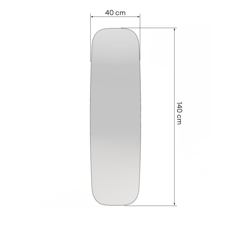 Oglindă de perete Fina, cu ramă neagră, 40x140 cm, dreptunghiulară, rotunjită, aluminiu