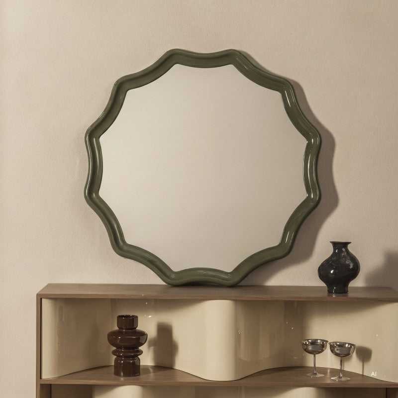 Oglindă de perete Luppo, 100 cm, verde-gri, lucioasă