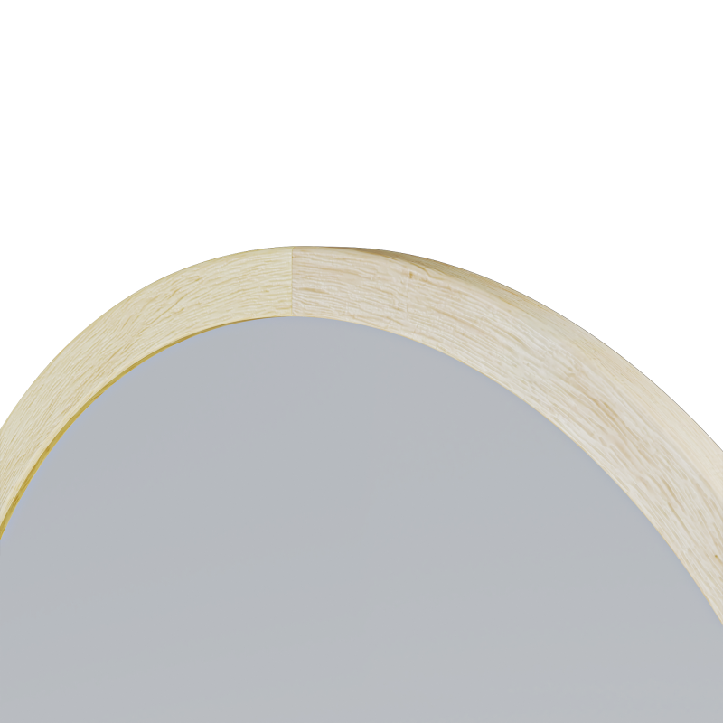 Oglindă de perete Sesto, cu ramă din lemn, 60 cm, rotundă, lemn de paulownia natur