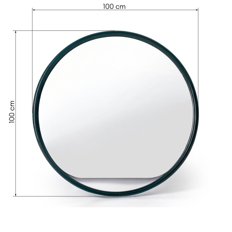 Oglindă de perete Zelia, rotundă, 100 cm, verde închis, lucioasă