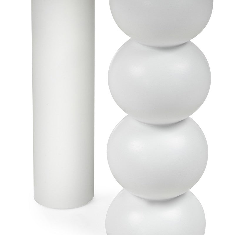 Masă Bolla, rotundă, 100 cm, furnir de fag, albă, picior decorativ sferic