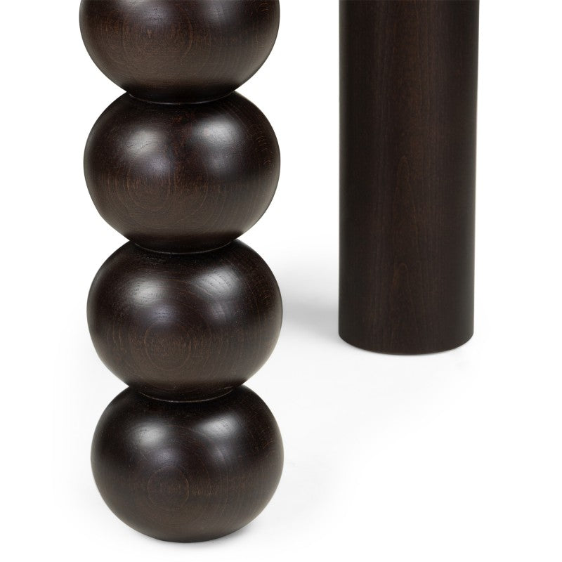 Masă Bolla, rotundă, 100 cm, furnir de stejar, nuc, picior decorativ sferic