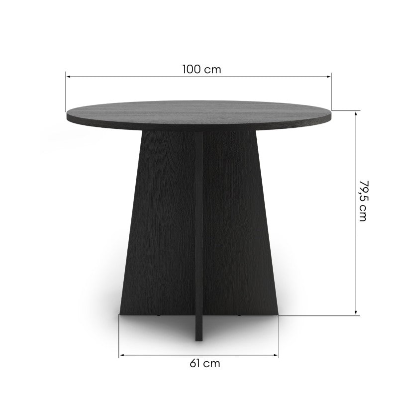 Masă de dining Merlo, rotundă, 100 cm, neagră