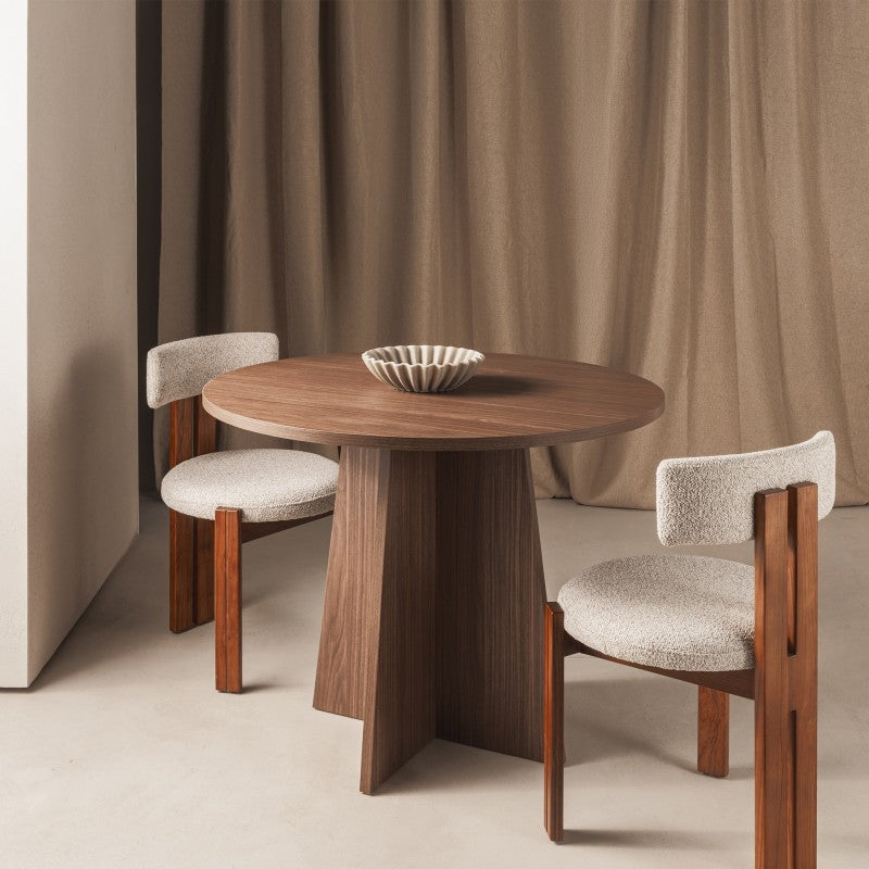 Masă de dining Merlo, rotundă, 100 cm, nuc Lincoln