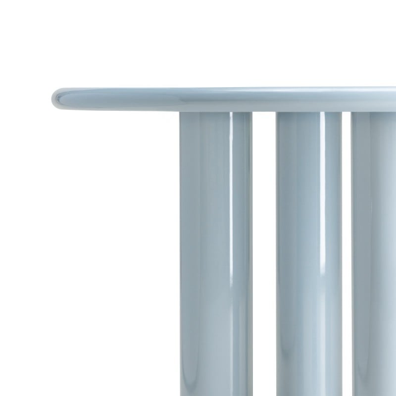 Masă de dining Suri, rotundă, 120 cm, albastră/gri, lucioasă