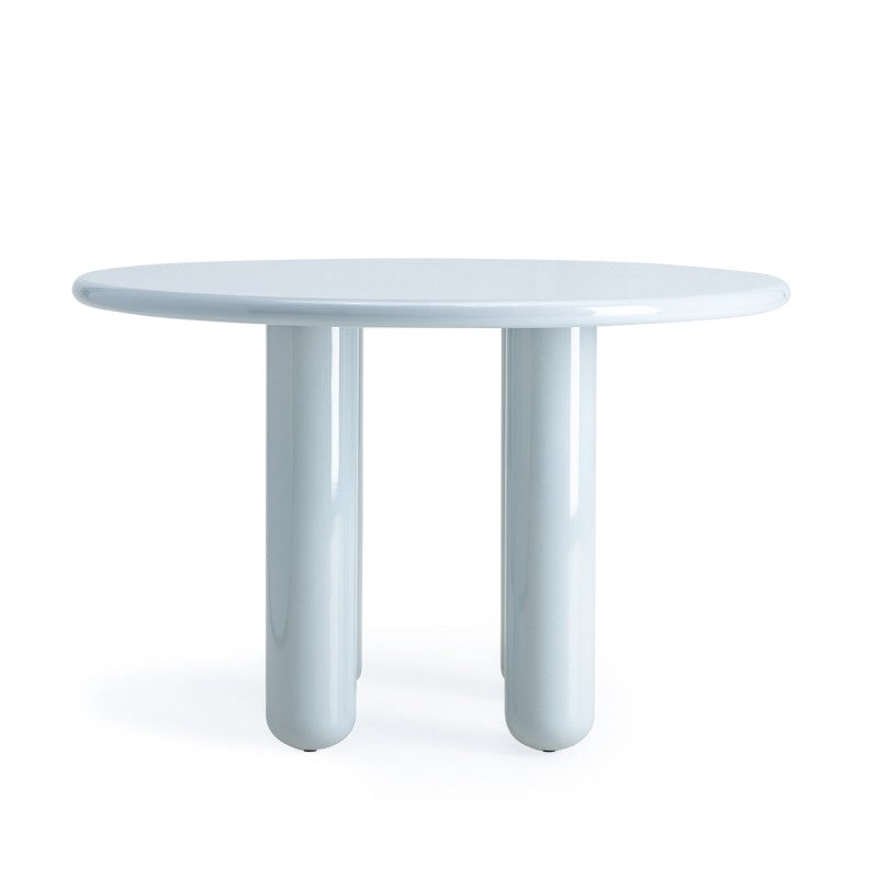 Masă de dining Suri, rotundă, 120 cm, albastră/gri, lucioasă