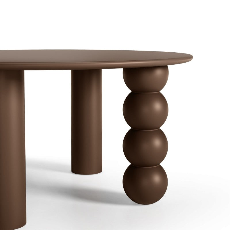 Măsuță de cafea Bolla, rotundă, 80 cm, maro, ciocolatiu, picior decorativ sferic