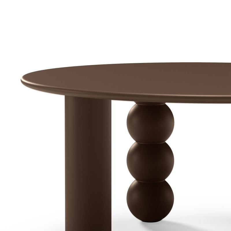 Măsuță de cafea Bolla, rotundă, 80 cm, maro, ciocolatiu, picior decorativ sferic