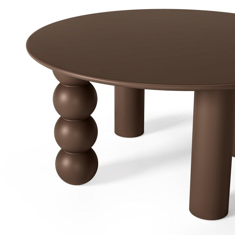 Măsuță de cafea Bolla, rotundă, 80 cm, maro, ciocolatiu, picior decorativ sferic