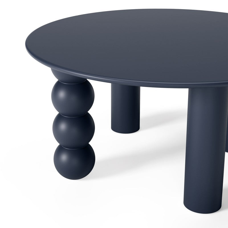 Măsuță de cafea Bolla, rotundă, 80 cm, bleumarin, picior decorativ sferic