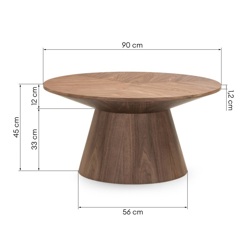 Măsuță de cafea Lina, rotundă, 90 cm, nuc