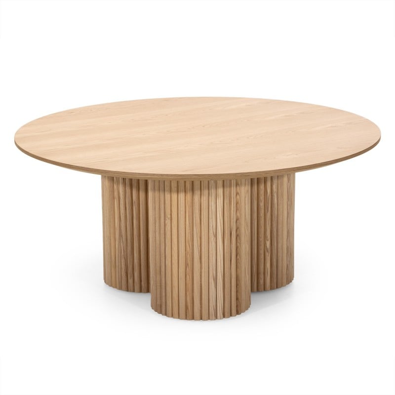 Măsuță de cafea Vesby, rotundă, 100 cm, stejar natur, frasin, cu lamele