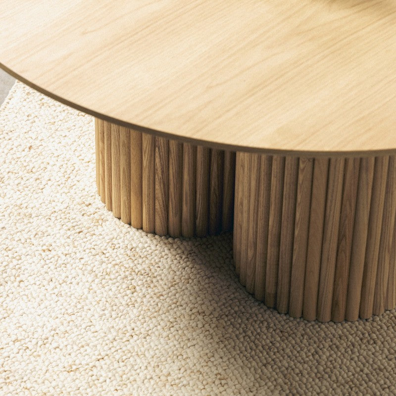 Măsuță de cafea Vesby, rotundă, 100 cm, stejar natur, frasin, cu lamele