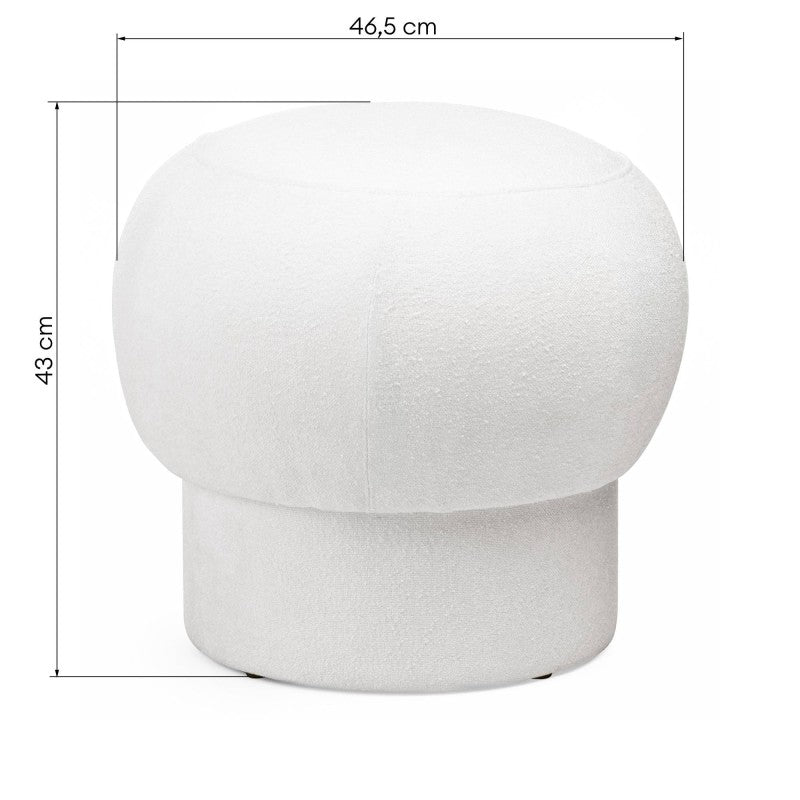 Puf Bloop, tapițat, rotund, alb