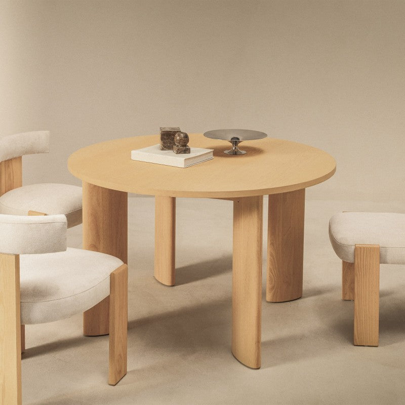 Masă de dining Bali, 120 cm, rotundă, crem și albă