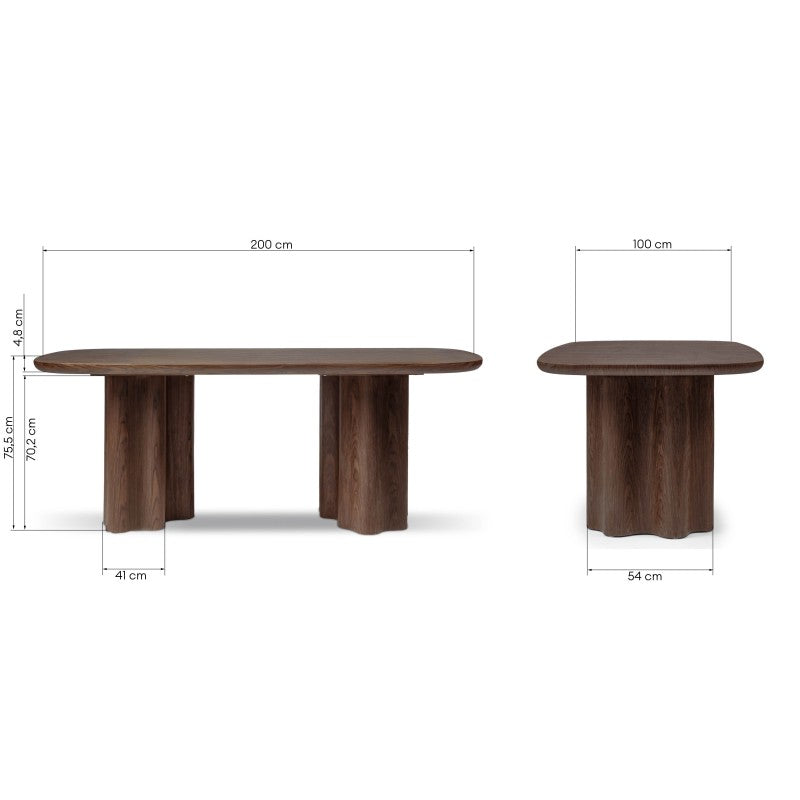 Masă de dining Jalo, 200x100 cm, nuc închis