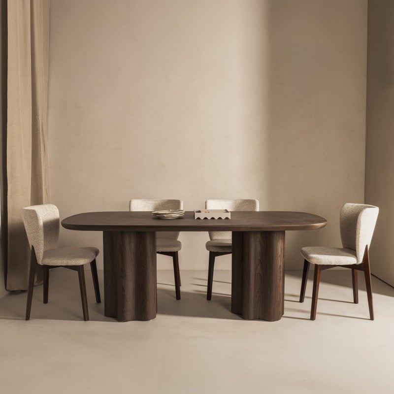 Masă de dining Jalo, 200x100 cm, nuc închis