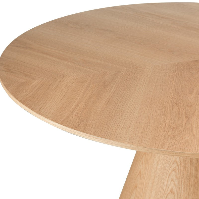 Masă de dining Kiruna, 137 cm, rotundă, furnir de stejar natur