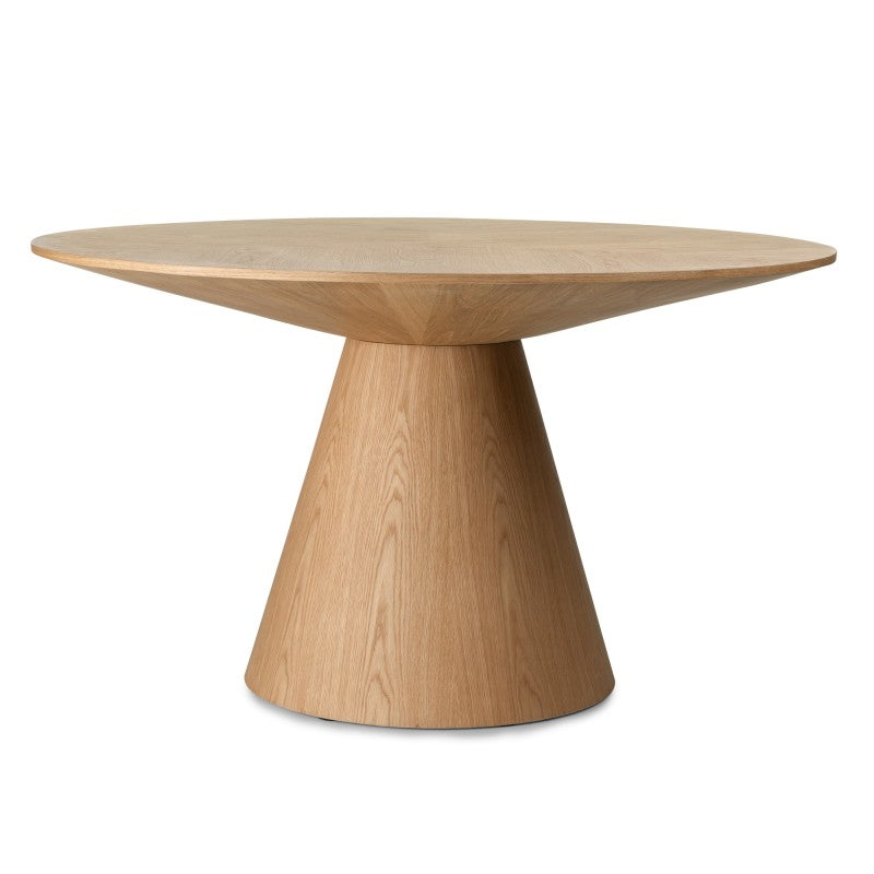Masă de dining Kiruna, 137 cm, rotundă, furnir de stejar natur