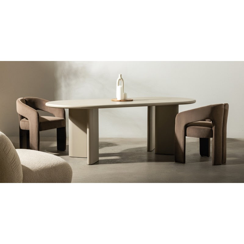Masă de dining Lima, 220 cm, bej închis, ovală