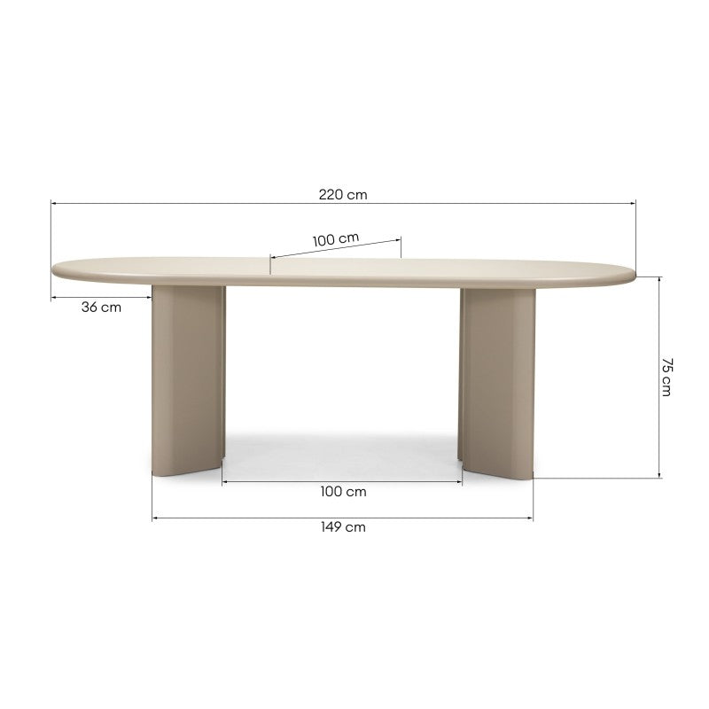 Masă de dining Lima, 220 cm, bej închis, ovală