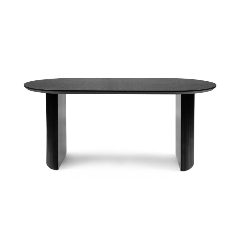 Masă de dining Maurizio, 180 cm, neagră, canelată