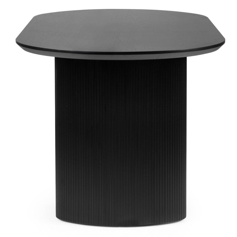 Masă de dining Maurizio, 180 cm, neagră, canelată
