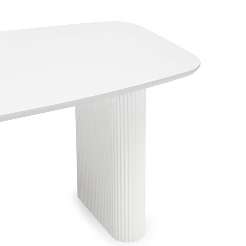 Masă de dining Mesilla, 180 cm, albă, cu lamele