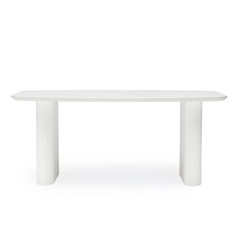 Masă de dining Mesilla, 180 cm, albă, cu lamele