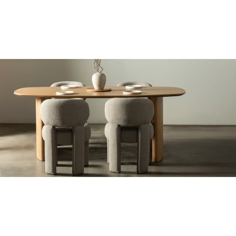 Masă de dining Oriento, 200 cm, ovală, furnir de stejar natur