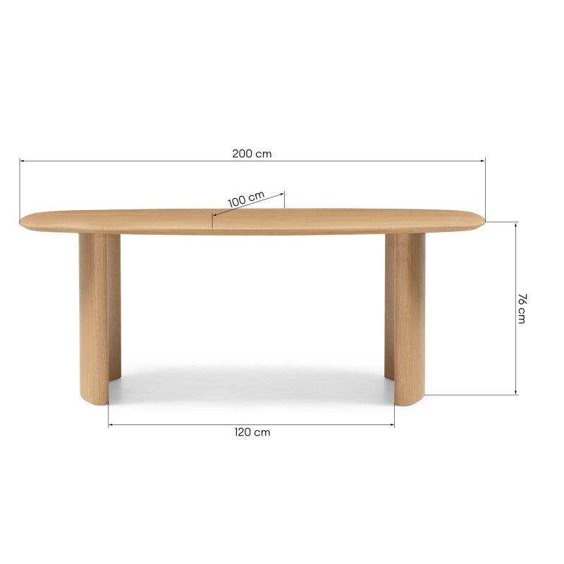 Masă de dining Oriento, 200 cm, ovală, furnir de stejar natur