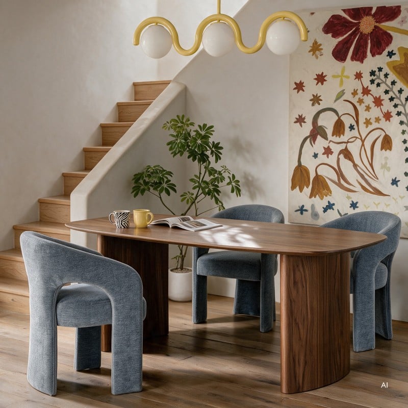 Masă de dining Oriento, 200 cm, ovală, furnir de nuc
