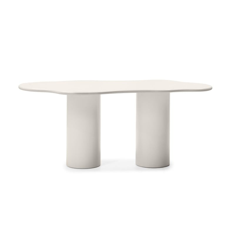 Masă de dining Pinar, 180 cm, gri-bej, forme rotunjite