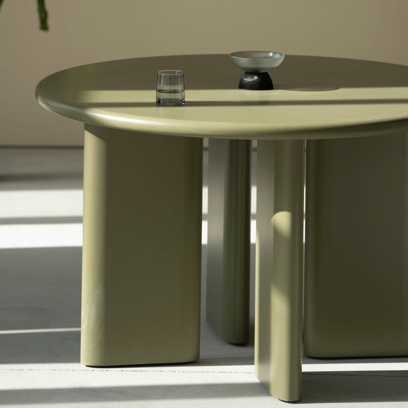 Masă de dining Poem, 120 cm, rotundă, verde măsliniu, mată